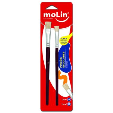 Imagem de Pincéis Chatos 2 unidades Nº8/Nº12 – Cerdas de crina de cavalo, cabo madeira reflorestada