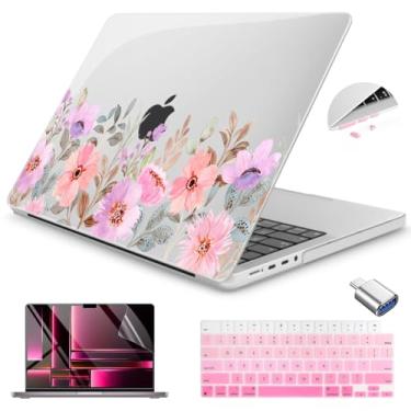Imagem de Teryeefi Capa rígida de plástico para MacBook Pro de 14 polegadas 2024 2023 2021 M4/M3/M2/M1 (modelo A3112 A3401 A3185 A2918 A2992 A2779 A2442), capa rígida de plástico e capa de teclado e adaptador