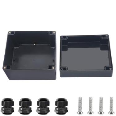 Imagem de Otdorpatio Project Box ABS Preto Caixas Elétricas IP67 Caixa Impermeável Externa Caixa de Junção Eletrônica Caixa de Alimentação com Glândulas de Cabo para Projeto DIY 6,3 x 6,3 x 3,5 polegadas (160 x
