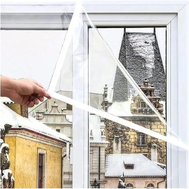 Imagem de Filme de isolamento térmico à prova de vento da lona para janela no quarto de inverno Bolsa de pára -brisa Cortes de plástico, tamanho personalizado, claro, 2.1x2.6m