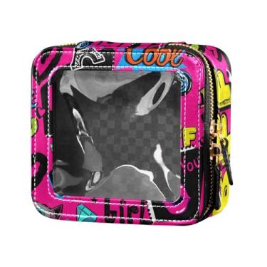 Imagem de Fitrendlovey Bolsa de cosméticos com zíper e design de claraboia, organizador portátil de couro PU para necessidades de viagem femininas, T8, one size