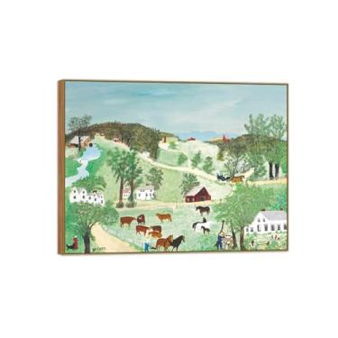 Imagem de Grandma Moses Pictures-Famous Canvas Prints-Moldura de madeira pintura de parede para sala de estar quarto decoração de casa (atravessados) 20x25cm-8x10in