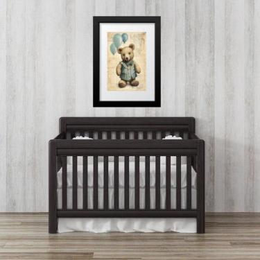 Imagem de Quadro Infantil Ursa Retrô Balões - 60X48Cm - Quadros On-Line