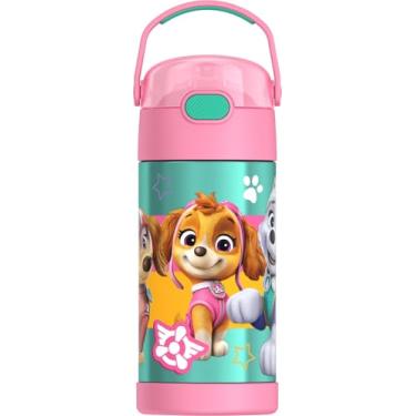 Imagem de THERMOS FUNTAINER Garrafa de água com canudo - 340 g - Garrafa de água infantil isolada a vácuo de aço inoxidável com tampa, Patrulha Canina Girl