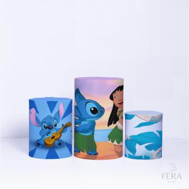 Imagem de Trio de Capa Cilindro para Festa Infantil Veste Fácil C/elástico Lilo e Stitch