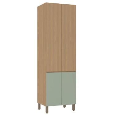 Imagem de Paneleiro Duplo 70cm 4 Portas Slim Luciane Móveis Freijó-freijó -verde Jade