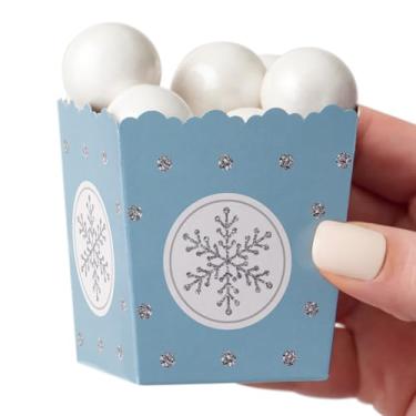 Imagem de Big Dot of Happiness Winter Wonderland – Mini caixas de lembrança de festa – Caixas de doces para festa de Natal e inverno com flocos de neve – Conjunto com 12
