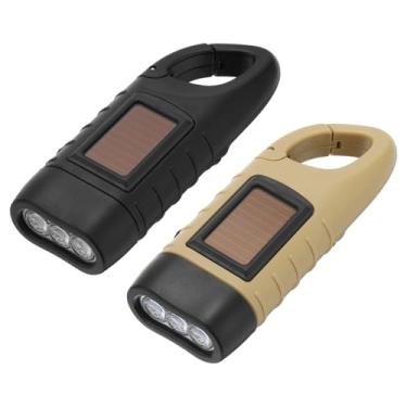 Imagem de PATIKIL Lanterna de manivela movida a energia solar, 2 peças de lanterna de LED recarregável para emergências, carregamento de energia solar para acampamento, caminhada, esportes ao ar livre,