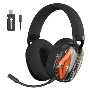 Imagem de ATTACK SHARK Fone de ouvido para jogos sem fio leve L60, com fio/BT/2.4GTri-Mode, drivers de 40 mm, som estéreo de 5.1 canais, microfone removível com cancelamento de ruído, bateria de 40 horas + para