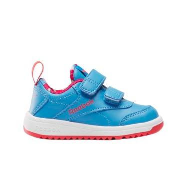 Imagem de Reebok Tênis infantil unissex Royal Prime 2.0 com duas alças, Calçado branco/Sunset Coral/Sunkissed Orange, 7 Infant