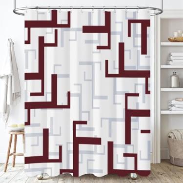 Imagem de BTTN Cortina de chuveiro Stall Fabric – Conjunto de cortina de chuveiro geométrica impermeável 152 x 182 com 10 ganchos de plástico, lavável na máquina, cortinas de chuveiro decorativas modernas de