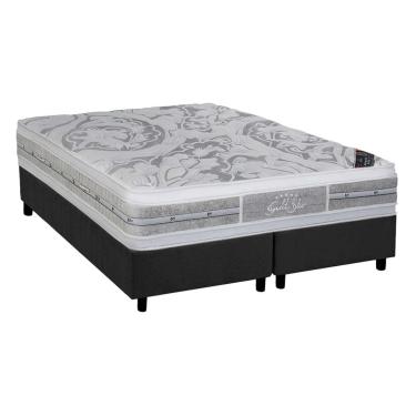 Imagem de Conjunto Box King: Colchão Molas Castor Ensacadas Super luxo Látex SLX + Base CRC Suede Gray (193x203)