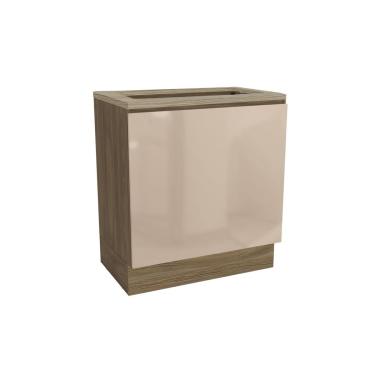 Imagem de Módulo Cozinha Kappesberg Curve Balcão Curve p/ Forno c/ Tampo Cooktop 80cm Nogueira/Macadamia-Kappesberg