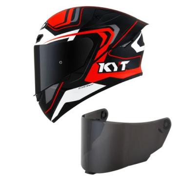 Imagem de Capacete KYT TT Course Overtech Preto e Laranja Mais Viseira Fumê, 62