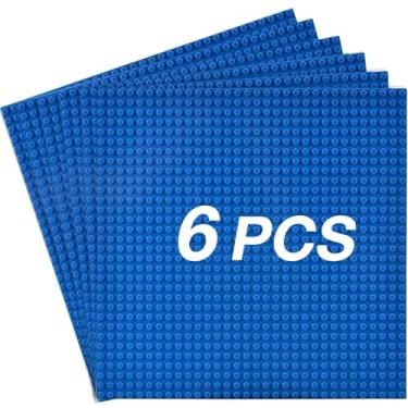 Imagem de Classic Baseplates Building Base Plates for Building Bricks 100% Compatible with Major Brands-Baseplates 10" x 10", Pack of 6 (Blue)