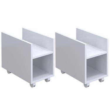 Imagem de Kit 2 Suportes Para Cpu E Nobreak Com Rodízios Guide Branco