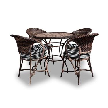 Imagem de Conjunto De Mesa 4 Poltronas + 1 Mesa Friso Preto