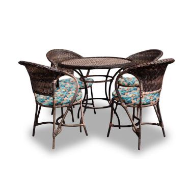 Imagem de Conjunto De Mesa 4 Poltronas + 1 Mesa Costela De Adão Azul