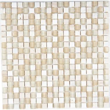 Imagem de Pastilha Mármore E Vidro 31X31Cm Glass Stone Glass Mosic Creme