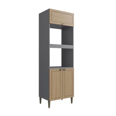 Imagem de Torre Quente 3 Portas 2 Nichos Para Forno Roma Edez Grafite/Cedro