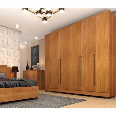 Imagem de Quarto De Casal Roupeiro 6 Portas Portugal Com Pés, Cama Casal, Cabeceira E Cômoda 5 Gavetas Cinamomo