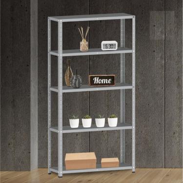 Imagem de Estante Para Livros Com Estrutura Metálica 5 Prateleiras Cinza