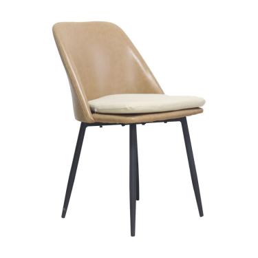 Imagem de Cadeira Estofada Em Couro Quebec Fratini Móveis Caramelo