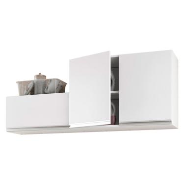Imagem de Kit área De Serviço E Lavanderia Com 02 Armários Aéreo 80cm 100% Mdf Branco - Abmaza