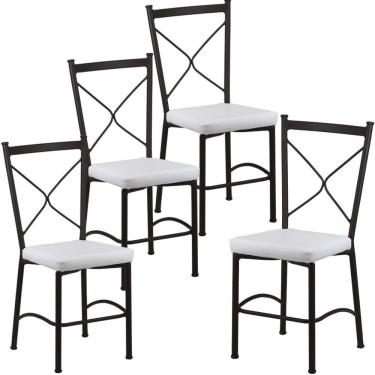 Imagem de Kit 4 Cadeiras Buffet Em Alumínio Marrom Com Branco