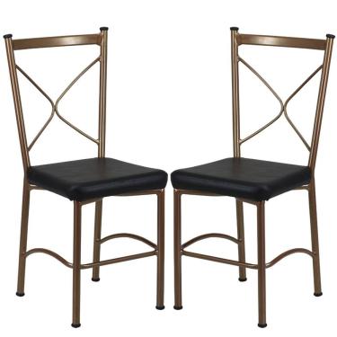 Imagem de Kit 2 Cadeiras Buffet Em Alumínio Bronze Com Preto