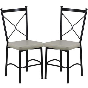 Imagem de Kit 4 Cadeiras Buffet Em Alumínio Preto Com Bege