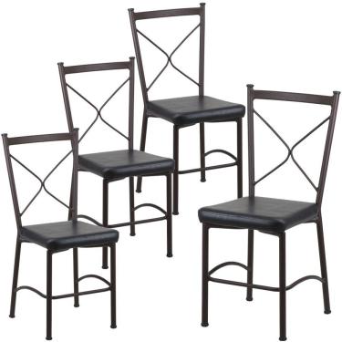 Imagem de Kit 4 Cadeiras Buffet Em Alumínio Marrom Com Preto