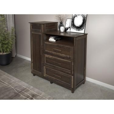 Imagem de Cômoda Sapateira Com Espelho 1 Porta 3 Gavetas E Porta Jóias Cuiabá Imbuia Natural