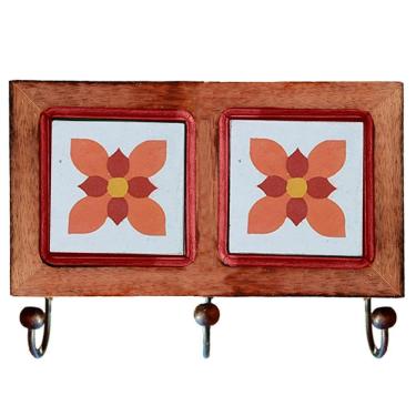 Imagem de Cabideiro De Parede Rustico Ladrilho Hidraulico Para Roupas Bolsas Chaves J2