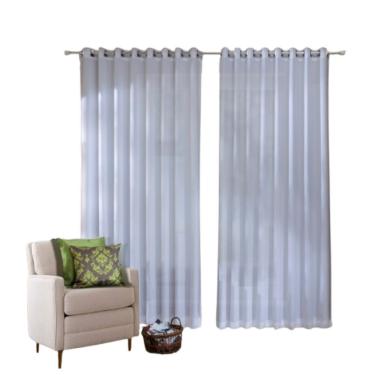 Imagem de Cortina Leve Com Forro Voil 400 X 250 Cm Geórgia Branco