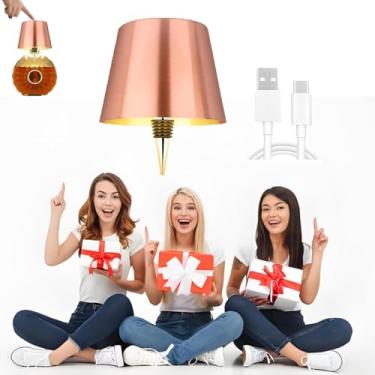 Imagem de Geojec Lâmpada de garrafa sem fio, lâmpada portátil de LED sem fio com 3 modos de luz, cabeça de luz recarregável, luminária de mesa sensível ao toque para quarto, lâmpadas de decoração, presentes de