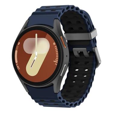 Imagem de Pulseira marinha para Galaxy Watch 7 de 40 mm e 44 mm - Pulseira esportiva de silicone macio sem lacunas para Samsung Watch 7, 6, 5, 4 de 40 mm, 44 mm/6, clássico, 43 mm, 47 mm/4 clássico, 42 mm e 46