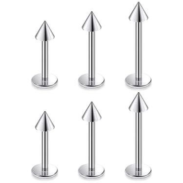 Imagem de Ruifan Anéis de titânio com costas planas para lábios, brincos com rosca externa, 20G, 18G, 16G, 14G, bola, spike, tragus, cartilagem, lóbulo, torre, hélice, concha, labret, medusa, piercing de narina