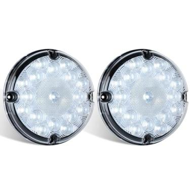 Imagem de ASNOO 2 peças de luz traseira redonda de LED de 17 polegadas com lente de reflexo interno, parada/freio/seta/luz de estacionamento submersível para caminhões, trailers, ônibus, trailers e veículos
