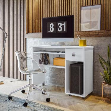 Imagem de Mesa Para Computador Vicenza Lukaliam com Gaveta e Rodízios