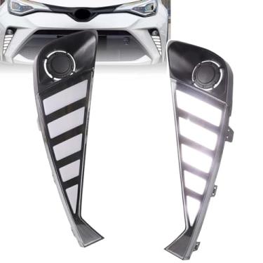 Imagem de GeeGee Lâmpada de corrida diurna sequencial de neblina frontal LED branco/âmbar com flash dinâmico, recurso de seta de LED adequado para Toyota CHR CH-R 2020 2021 2022 (faróis de neblina dianteiros)