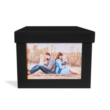 Imagem de Caixa Organizadora com espaço para Foto 10x15cm, Decorativa, Porta-retrato, preta, metal - GEGUTON