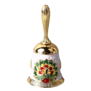 Imagem de Aqur2020 Campainha de Mão, Sino de Mesa de Liga Com Som Claro para Sala de Aula, Jantar de Alcance de Alimentos para o Casamento de Alarmes do Professor (Ouro com branco colorido)