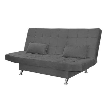 Imagem de Sofá Cama Casal Com Almofadas Rivera Suede Cinza
