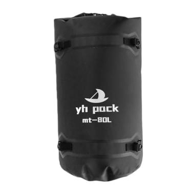 Imagem de Vaveren Bolsa de viagem impermeável para motocicleta, bolsa traseira, multiuso, resistente, espaçosa, para homens e mulheres, para viagens e passeios de barco, Preto 80l