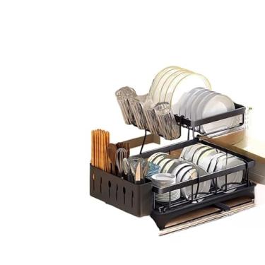 Imagem de Escorredor Organizador De Louças Aço Inoxidável Rack Duplo Organizador Talheres E Pratos(Cesta de filtro em forma de h)