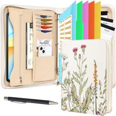 Imagem de Leathario Pasta de conferências A4 com pasta, pasta de documentos para viagem com 3 cadernos e 10 páginas de índice transparente