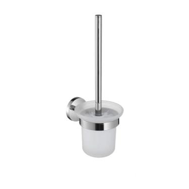 Imagem de Conjunto de espelho cromado para banheiro - Toalheiro, porta-lenços, prateleira de vidro com saboneteira - Acessórios modernos de 6 peças, porta-escova de vaso sanitário