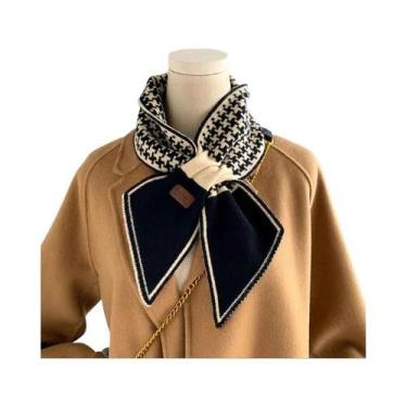 Imagem de Lenço Feminino Xadrez De Caxemira Com Gravata Longa E Justa De Malha B