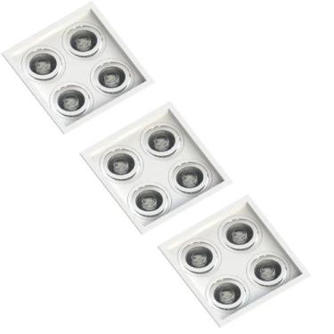 Imagem de 3 Spot Quadruplo Embutir Quadrado Recuado Par20 Branco 110v/220v - SAV